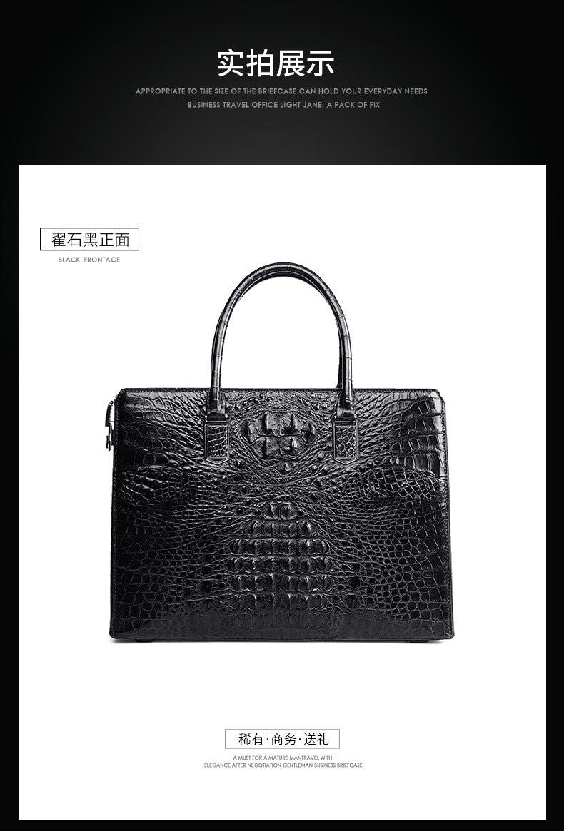 Siamese crocodile bone skin men's briefcase handbag anti-theft security lock genuine leather luxury business bag handbag