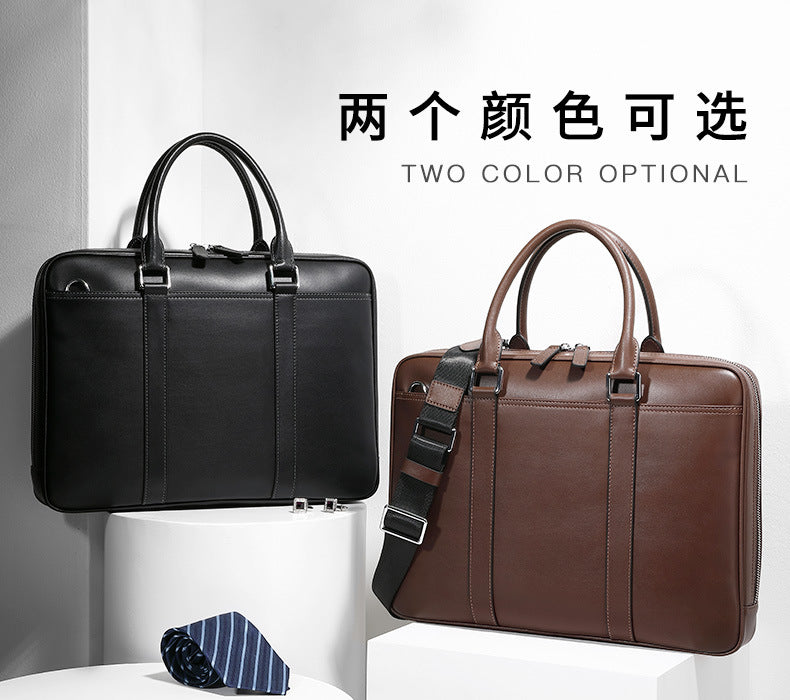 Men's briefcase business genuine cowhide leather casual simple crossbody shoulder bag handbag