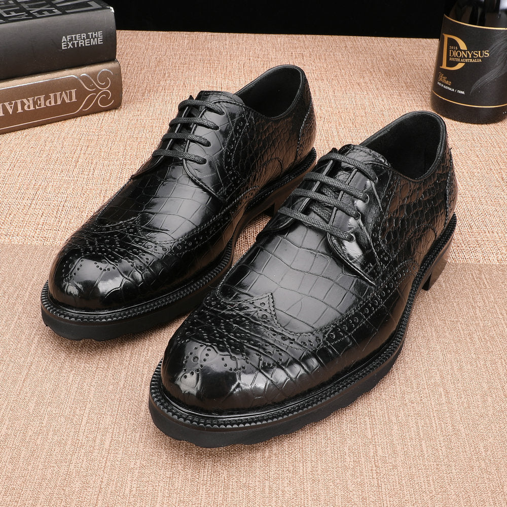 New Men's Leather Shoes Crocodile Belly Skin Genuine Leather Breathable Business Suit Shoes