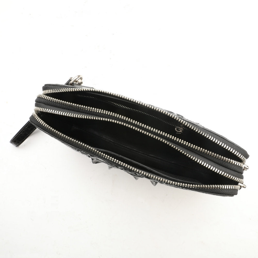 Crocodile Skin Genuine Leather Handbag Double Zipper Security Lock Privacy Protection Business Meeting Men's Bag