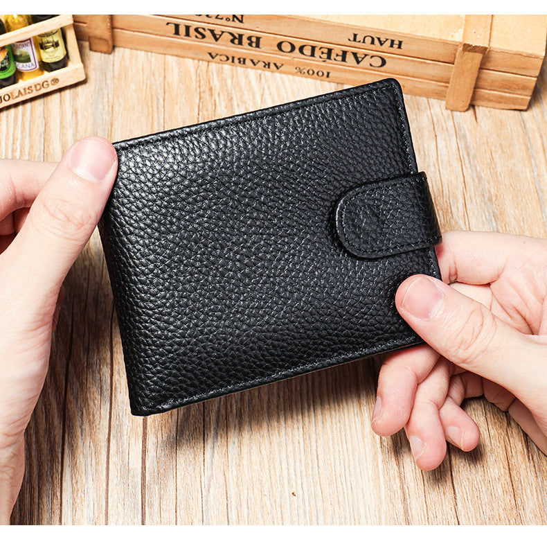 Men's Wallet RFID Genuine Cowhide Leather Card Holder Coin Casual Retro Large Capacity Clutch Bag