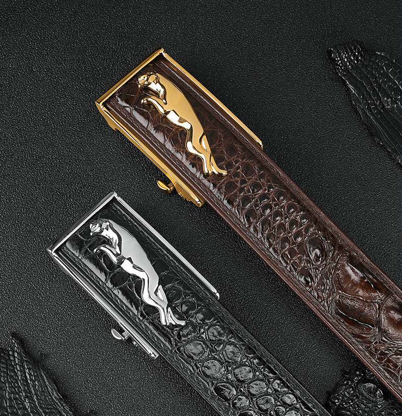 Men's Belt Siamese Crocodile Skin Genuine Leather Automatic Buckle Casual Men's Belt