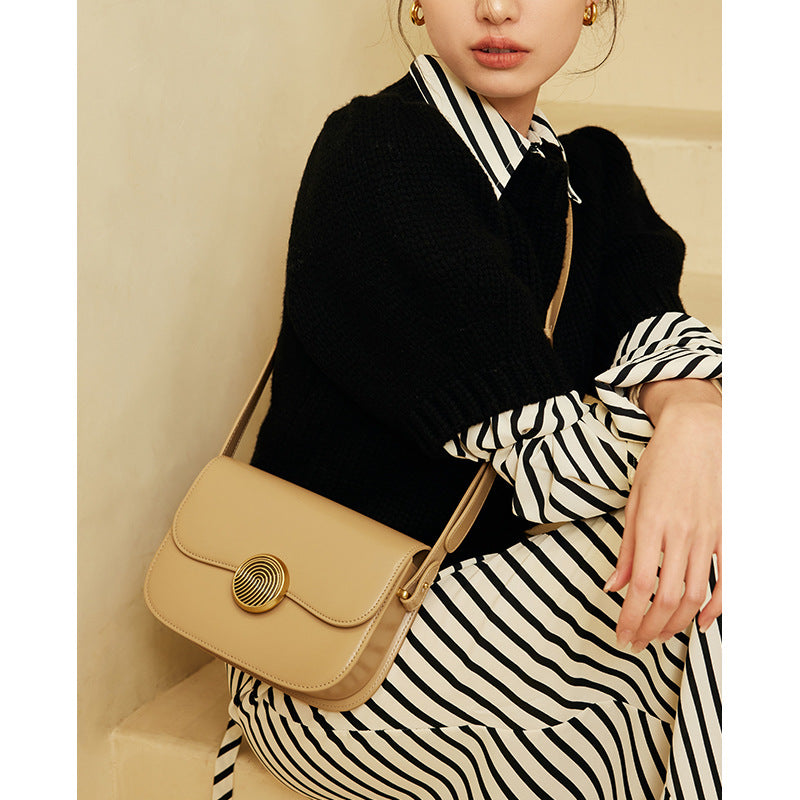 Ladies saddle bag genuine leather shoulder bag fashion temperament cowhide crossbody bag trendy