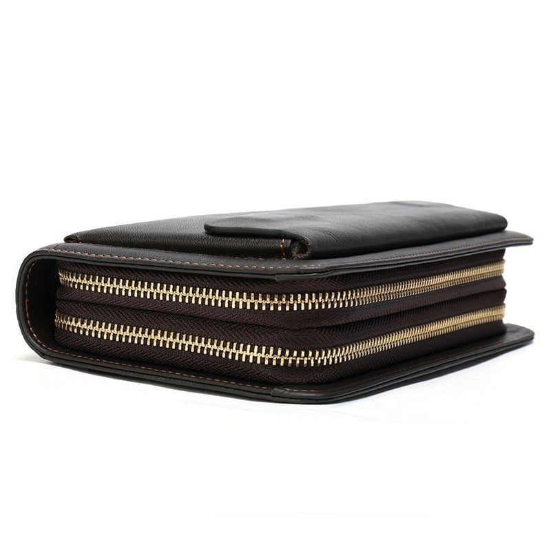 Men's Clutch Bag Genuine Cowhide Leather Wallet Card Holder Business Large Capacity Long Wallet Men's Handbag