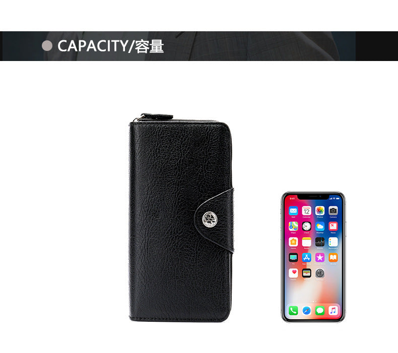 Men's long wallet made of cowhide genuine leather business simple card holder clutch bag men's wallet