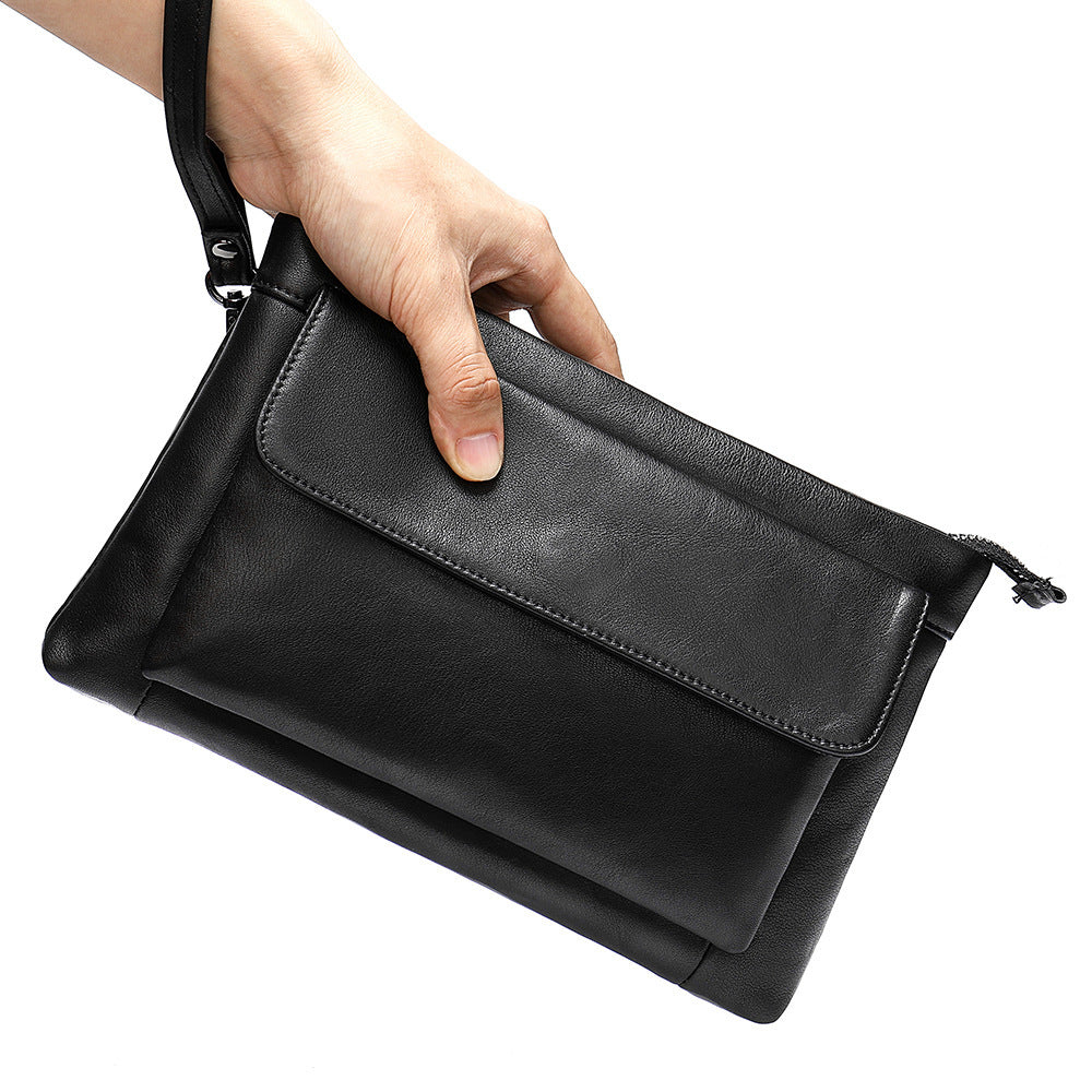 Men's Clutch Bag Genuine Cowhide Leather Vintage Large Capacity DIY Men's Wrist Bag Handbag