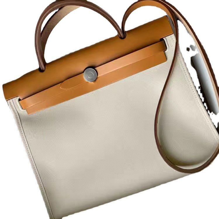 Women's handbag school style shoulder bag retro casual clashing color canvas splice