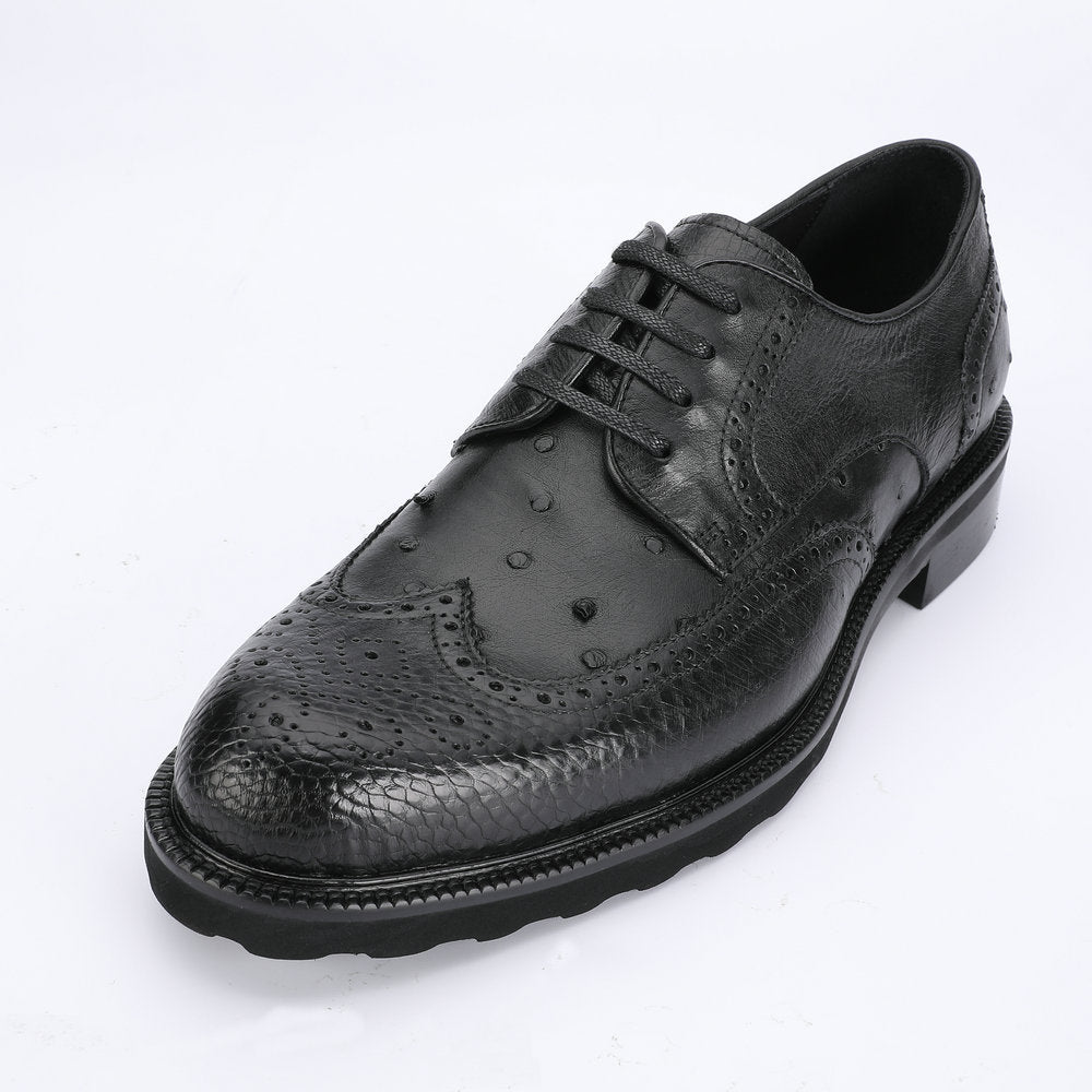 Ostrich skin genuine leather men's leather shoes Excellent breathability Men's business shoes