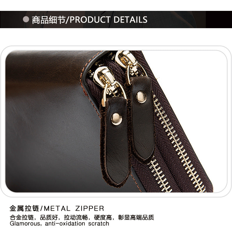 Men's long wallet made of genuine cowhide leather Korean fashion business clutch bag men's wallet card bag