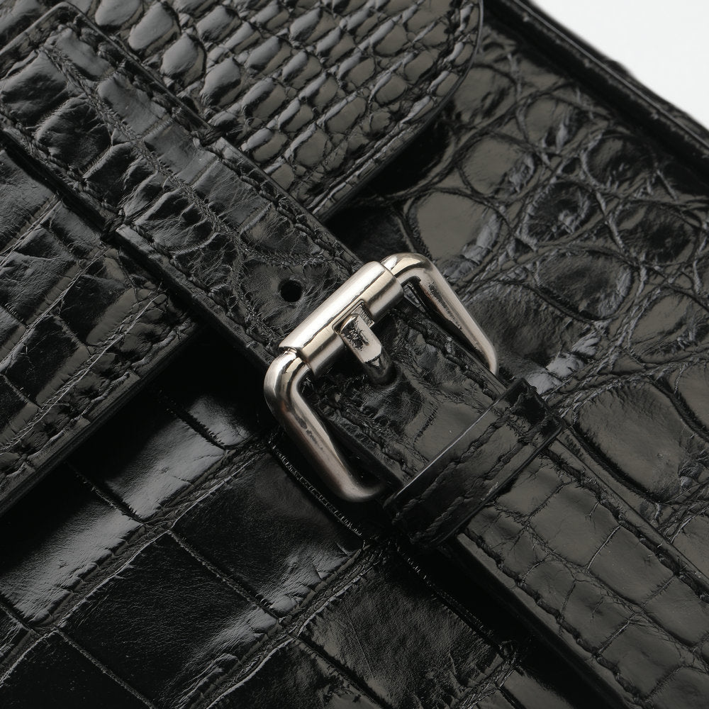 Siamese Crocodile Belly Skin Genuine Leather Cambridge Bag Men's Simple Commuting Casual Crossbody Shoulder Bag
