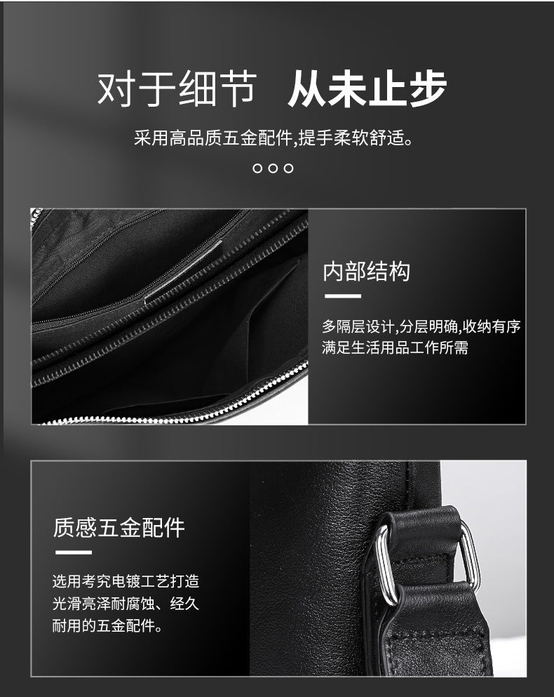 Men's Shoulder Bag Made of Genuine Cowhide Leather High Quality Casual Crossbody Bag