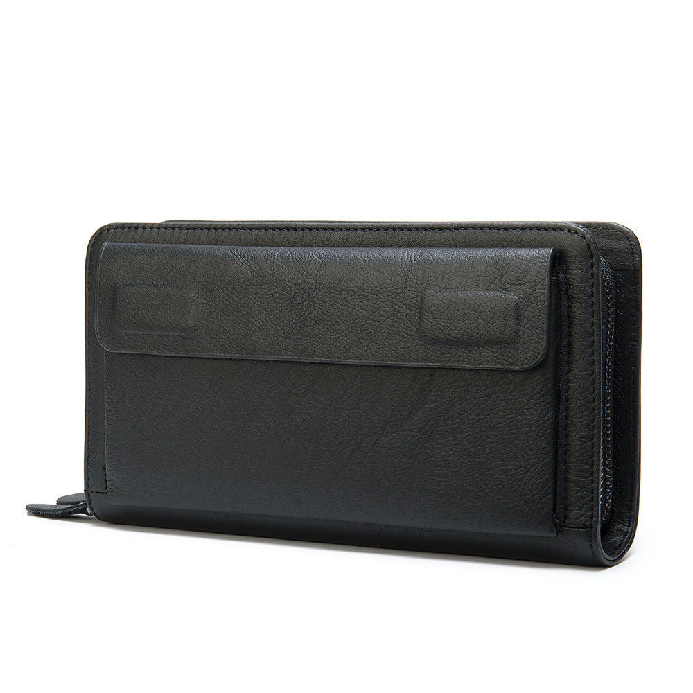 Men's Clutch Bag Genuine Cowhide Leather Wallet Card Holder Business Large Capacity Long Wallet Men's Handbag