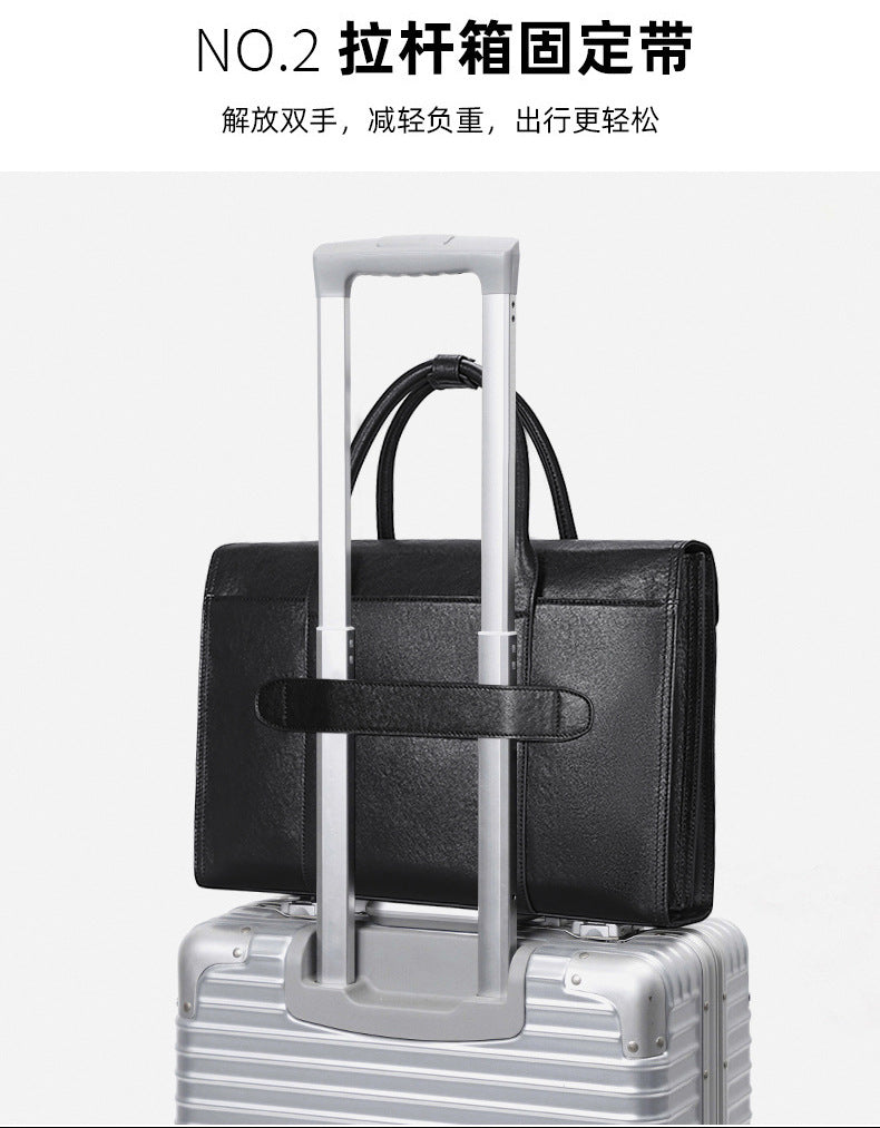 Men's handbag, genuine cowhide leather, high quality, large capacity, briefcase, handbag for men