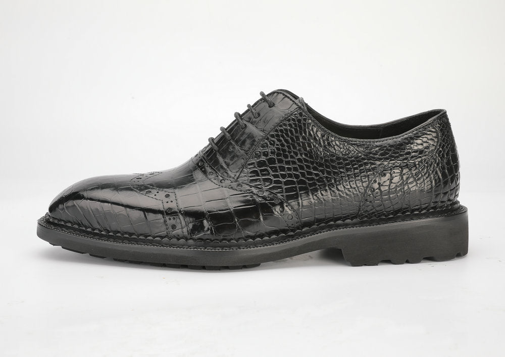 New Crocodile Skin Genuine Leather Men's Leather Shoes Rubber Sole Business Shoes