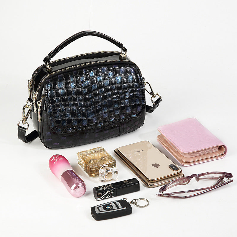 Women's handbag large capacity temperament ladies genuine leather crocodile pattern shoulder bag crossbody bag goes with anything
