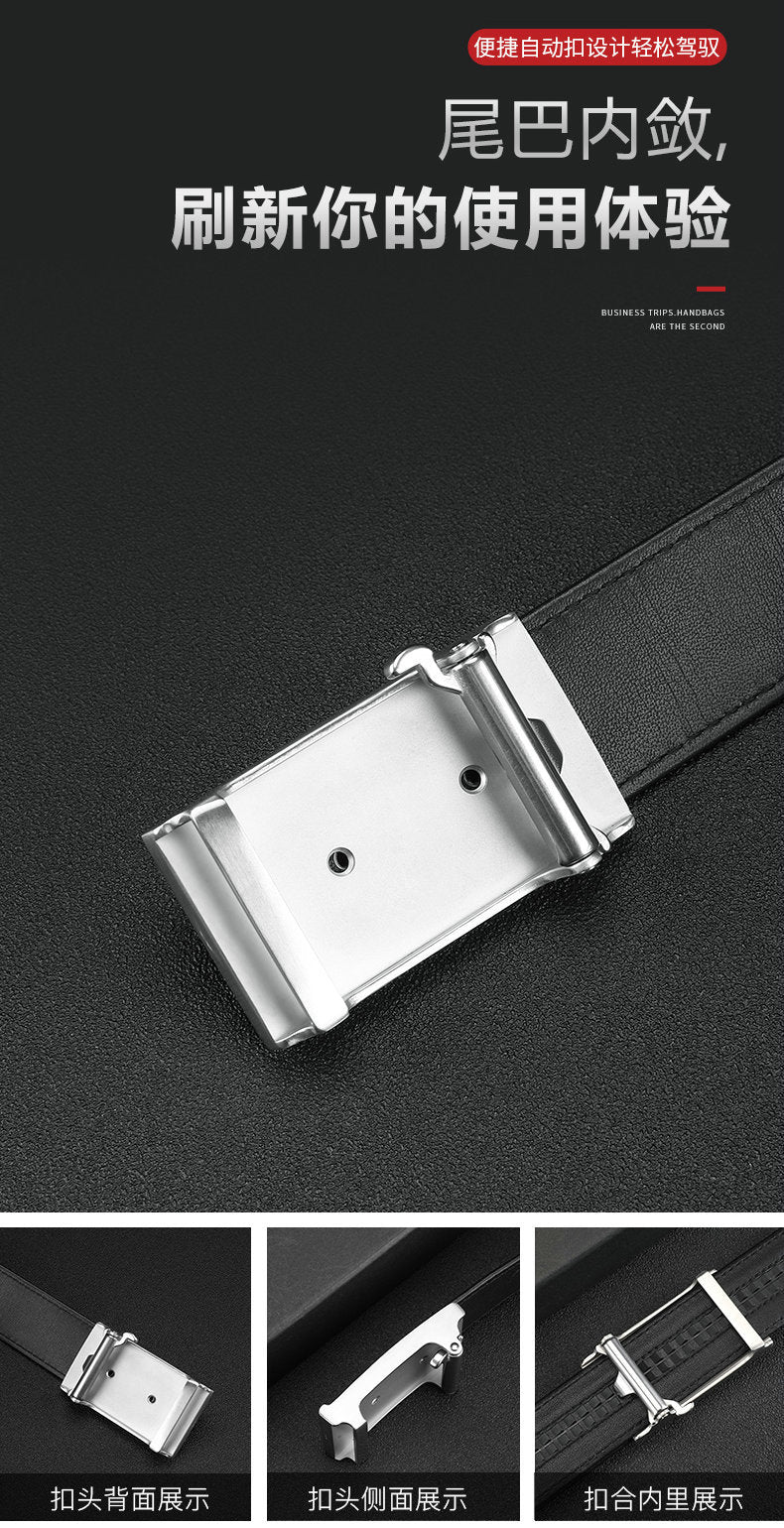 Ostrich skin men's belt genuine leather business casual automatic buckle width 3.4cm high quality male belt