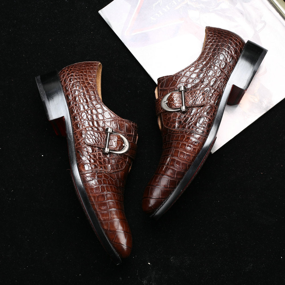 Crocodile Belly Skin Genuine Leather Men's Leather Shoes Business Casual Men Shoes