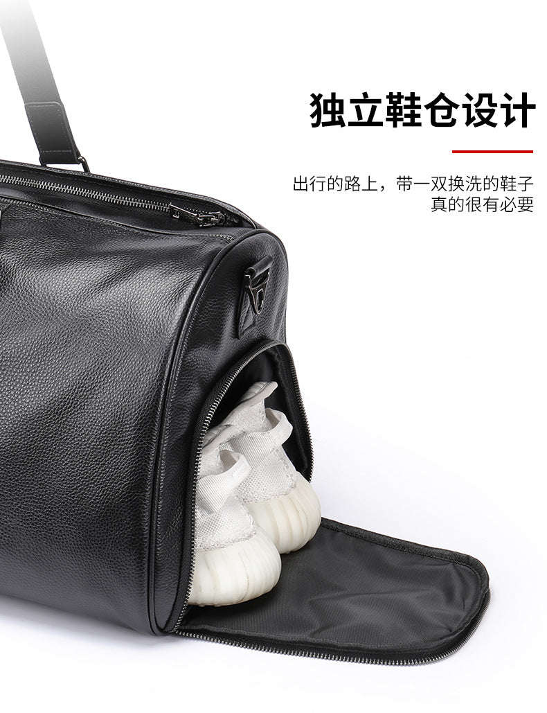 Men's travel bag Dry and wet separation cowhide genuine leather short distance business trip handbag handbag fitness travel bag large capacity men's luggage bag