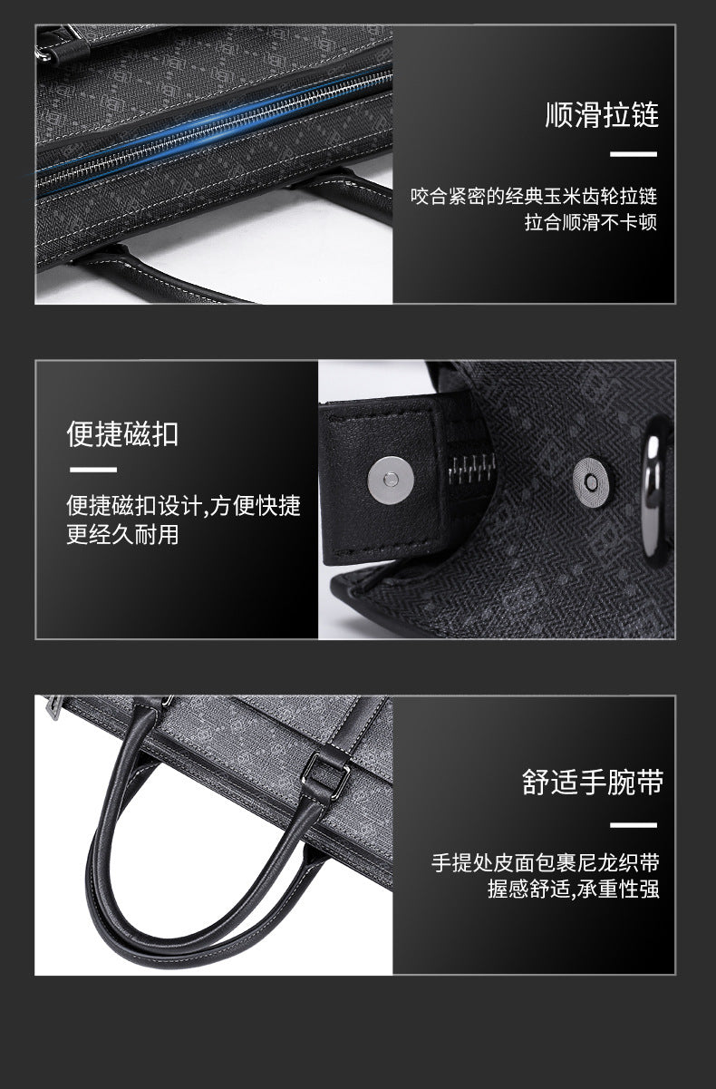 Men's Briefcase Simple Fashion Large Capacity Handbag Business Casual Handbag Crossbody Shoulder Bag