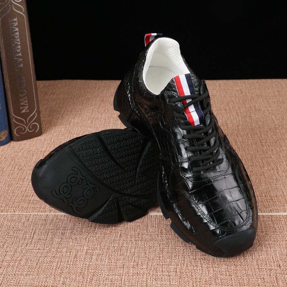 Crocodile leather genuine leather men's shoes fashion rubber sole in-heel men's shoes