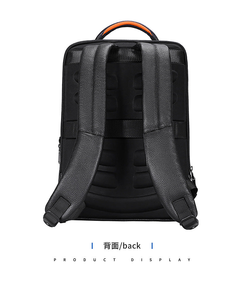 Men's backpack, cowhide, genuine leather, business fingerprint lock, large capacity school bag, computer bag