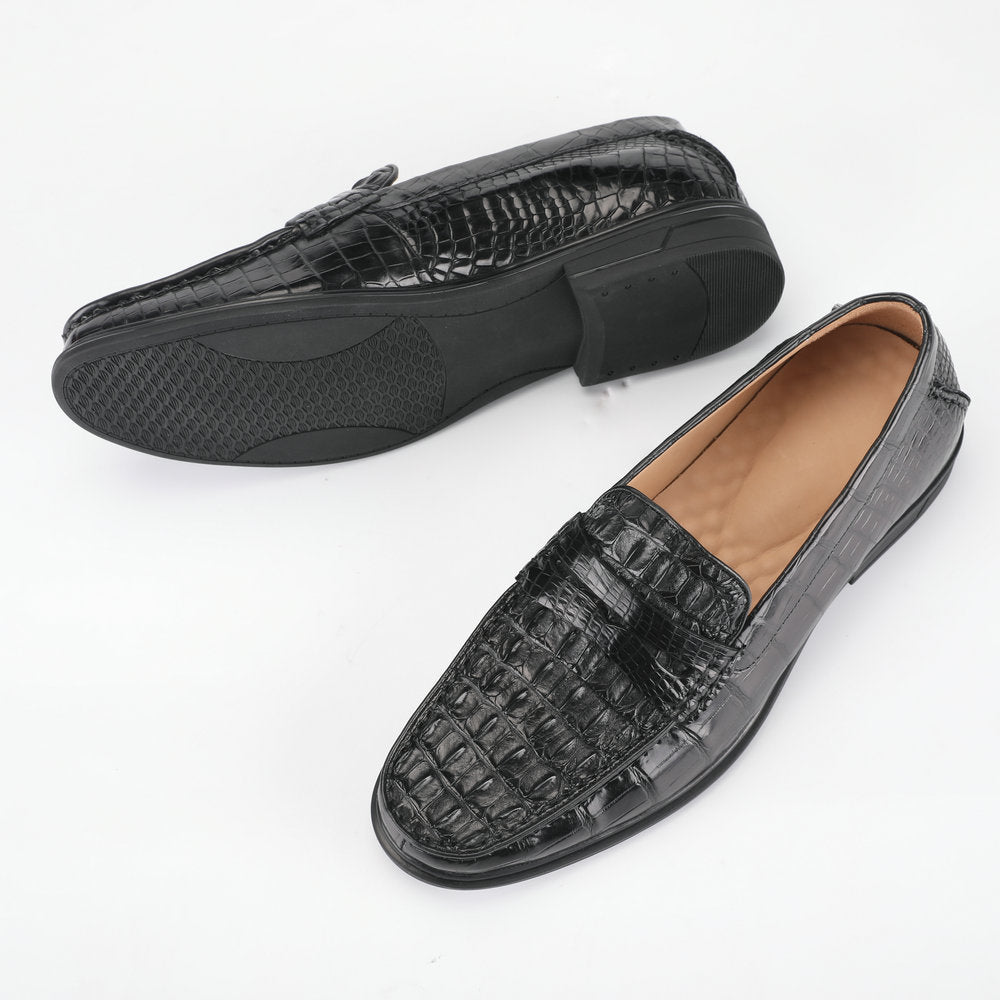 Crocodile Skin Genuine Leather Men's Leather Shoes Rubber Sole Moccasins Formal Business Casual Men's Shoes