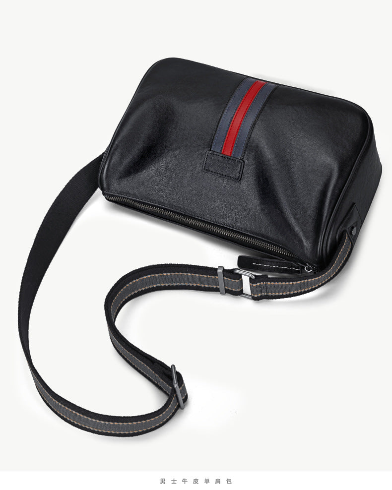 Men's Shoulder Bag Genuine Cowhide Leather Fashion Casual Commuting Crossbody Bag for Men