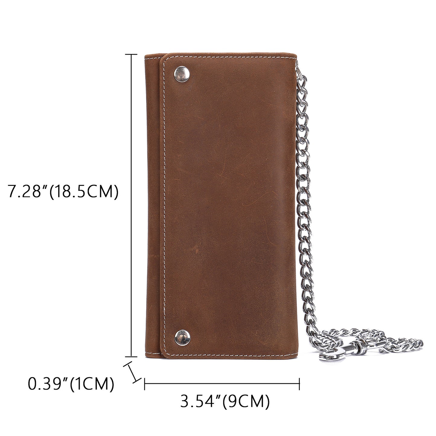 Men's Long Wallet, Cowhide, Genuine Leather, Retro Chain, Multi-Card Holder, Anti-Theft Wallet, Men's Wallet Wrist Bag