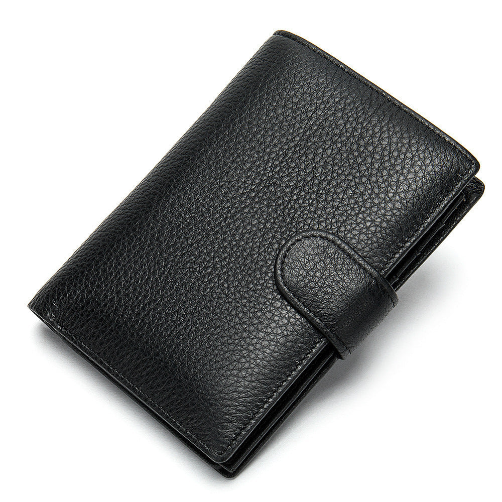 Men's wallet cowhide texture lychee pattern card holder business wallet for men