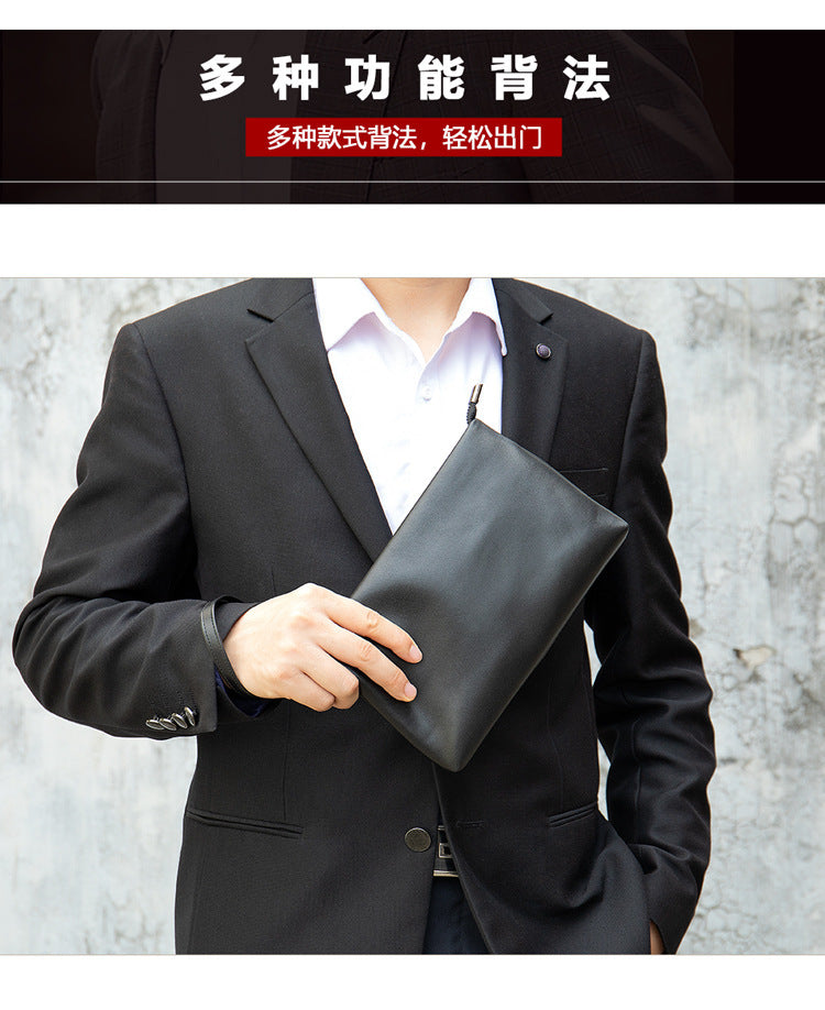 Men's wallet clutch bag made of cowhide genuine leather Korean fashion business soft leather large capacity wrist bag