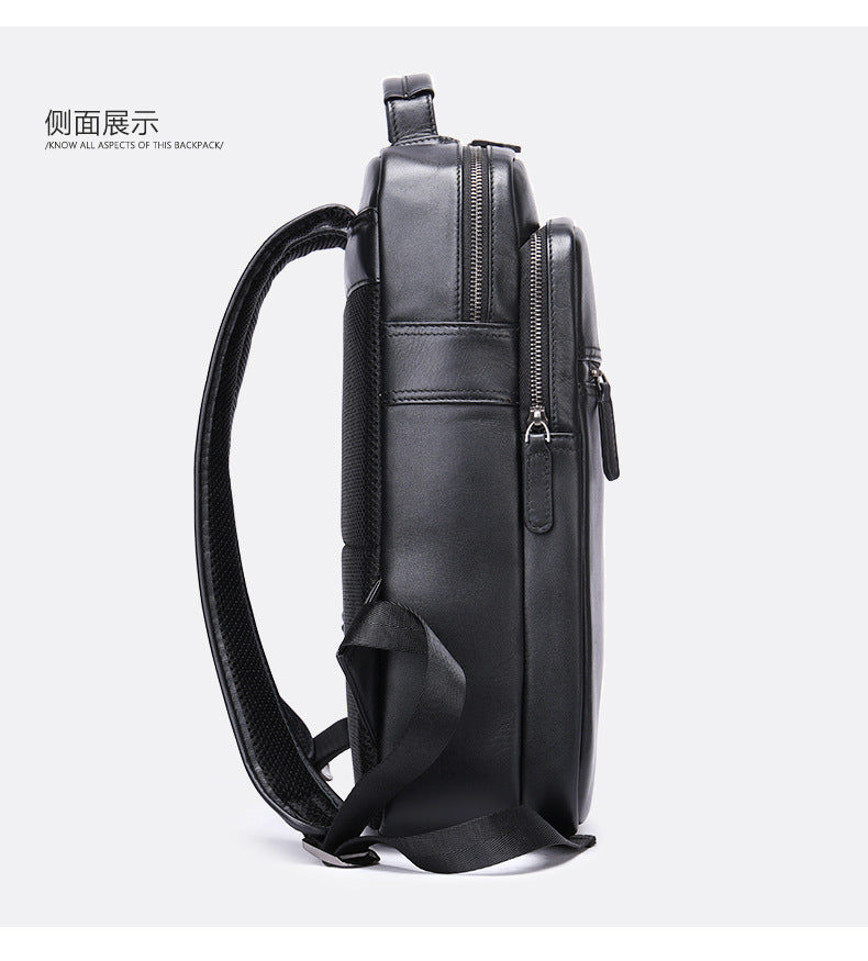 Men's backpack genuine cowhide leather business large capacity off-road travel computer bag