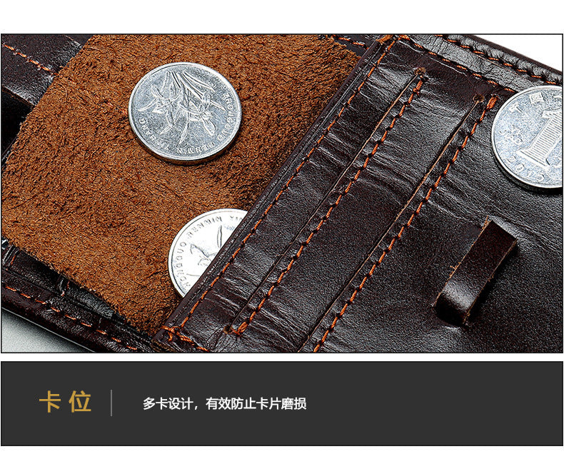 Men's long wallet, genuine cowhide leather, coin purse, card holder, business wallet for men