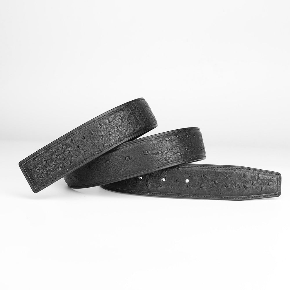 Width 3.8cm Ostrich Skin Genuine Leather Men's Belt Casual Plate Buckle Needle Buckle Men Belt No Buckle