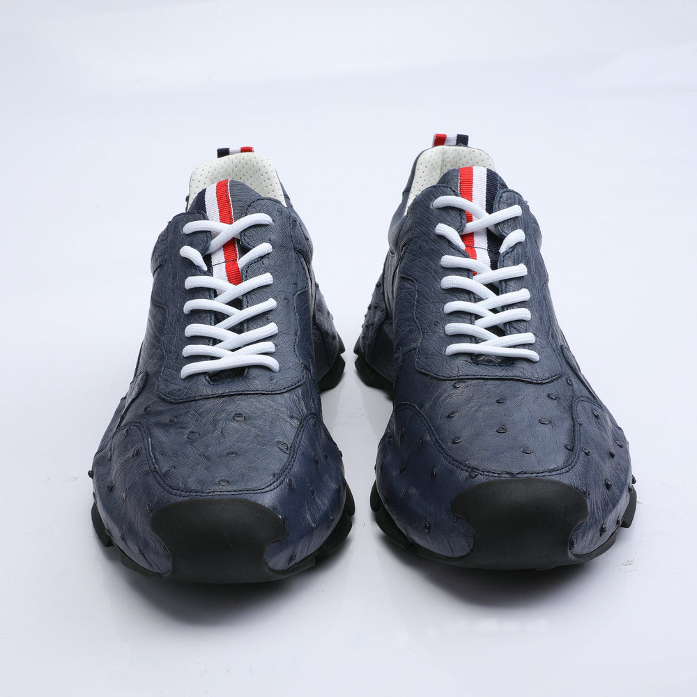 2023 New Ostrich Skin Men's Shoes Genuine Leather Luxury Fashion Casual Sports Shoes