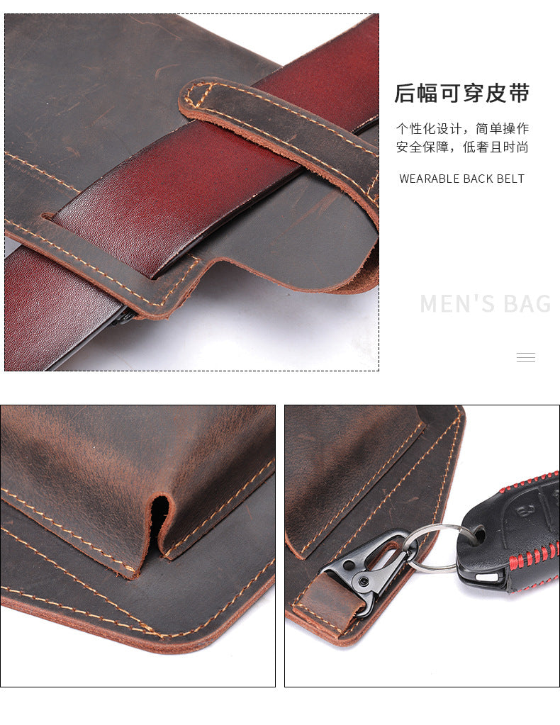 Men's waist bag cowhide sports lock bag for men
