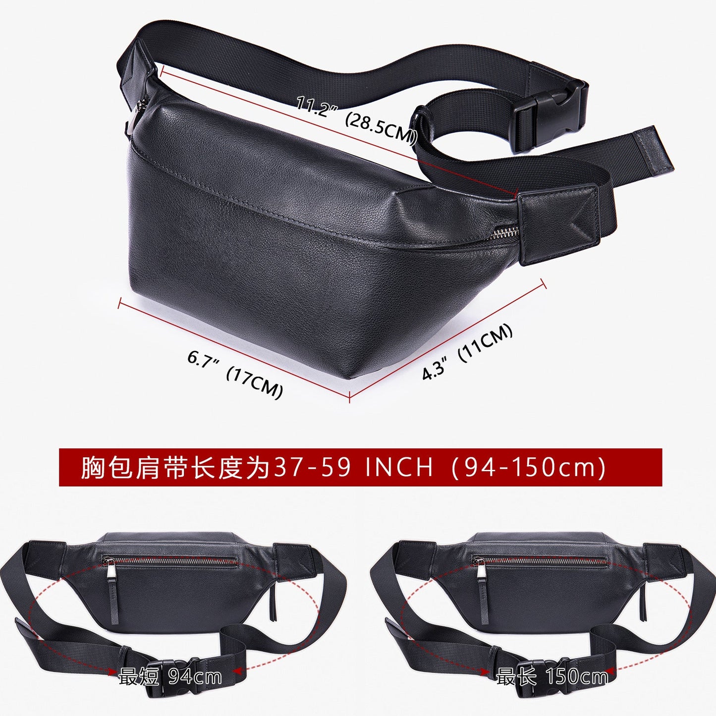 Men's bust bag Genuine cowhide leather casual sports crossbody bag for men Shoulder bag