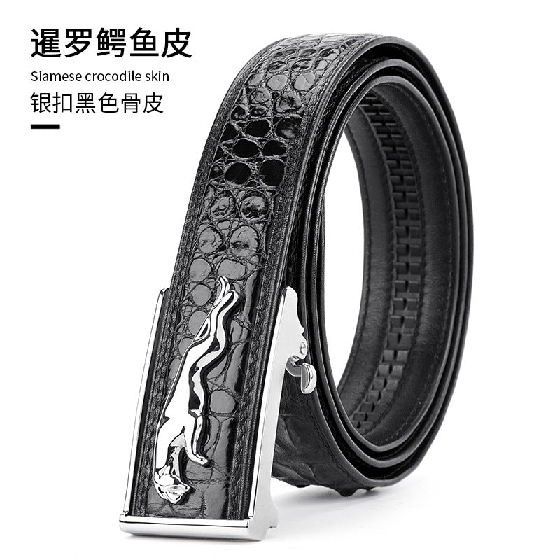 Men's Belt Siamese Crocodile Skin Genuine Leather Automatic Buckle Casual Men's Belt