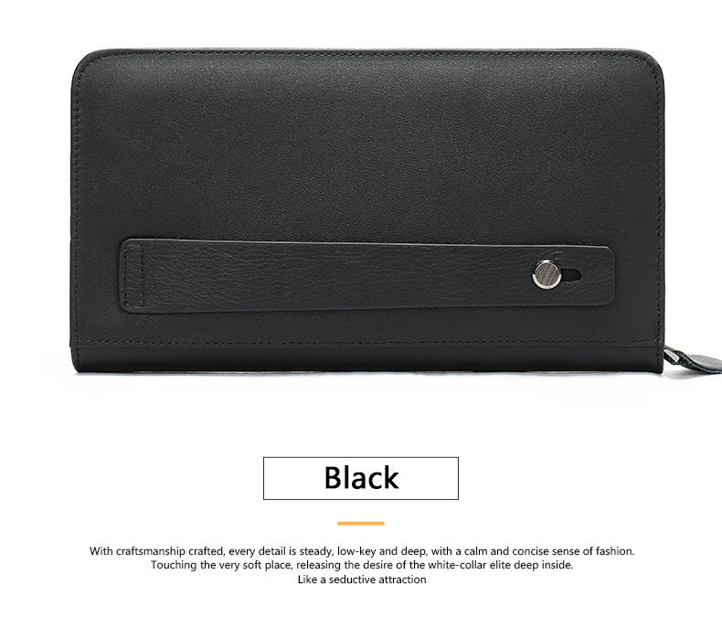 Men's long wallet cowhide clutch bag business casual fashion retro card holder men's wallet