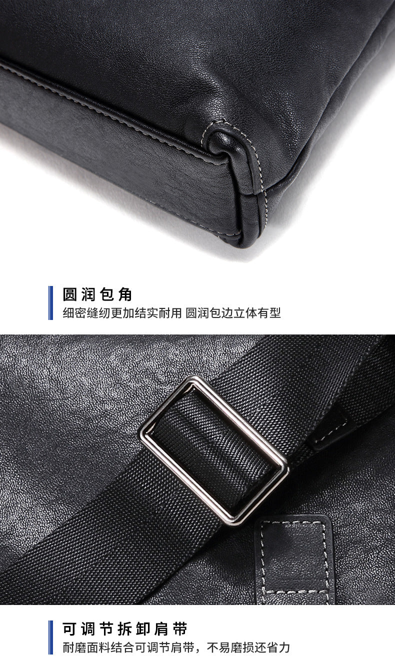 Men's shoulder bag, genuine cowhide leather, multi-functional handbag, business crossbody bag