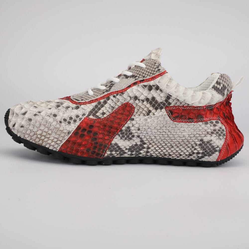 Python Skin Genuine Leather Men's Platform Sneakers Sports Casual Men's Shoes Fashion Anti-Slip Men Shoes