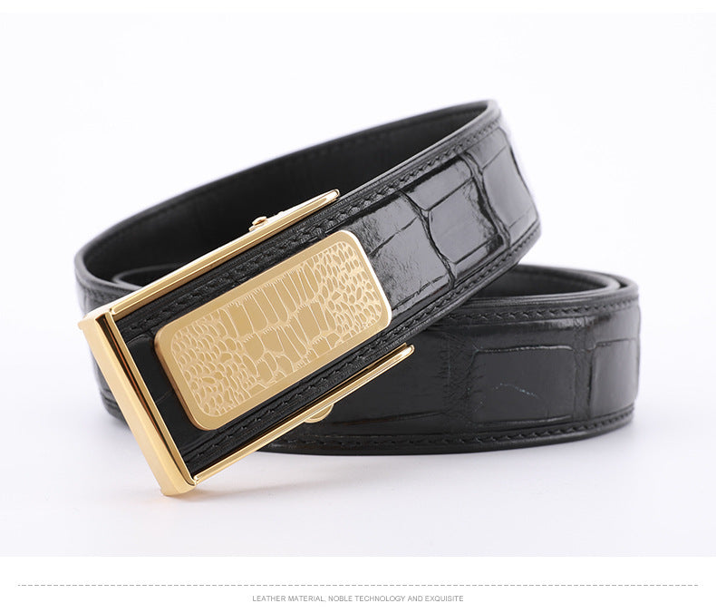 Siamese Crocodile Skin Men's Belt Automatic Buckle Business Casual Genuine Leather Belt
