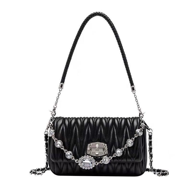 Women's Genuine Leather Chain Bag Underarm Bag Crossbody Bag Shoulder Bag Fashion