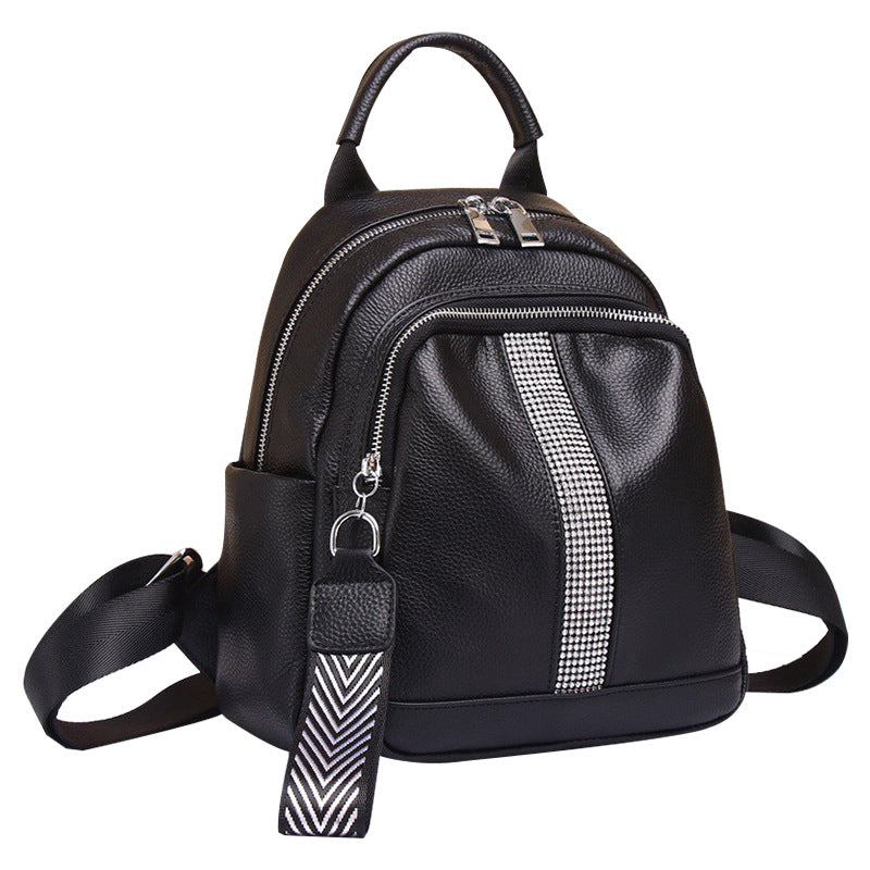 Genuine leather ladies shoulder bag women cowhide rucksack zipper commuting