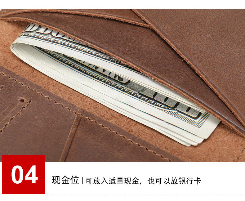 Men's short wallet cowhide retro card holder men's wallet