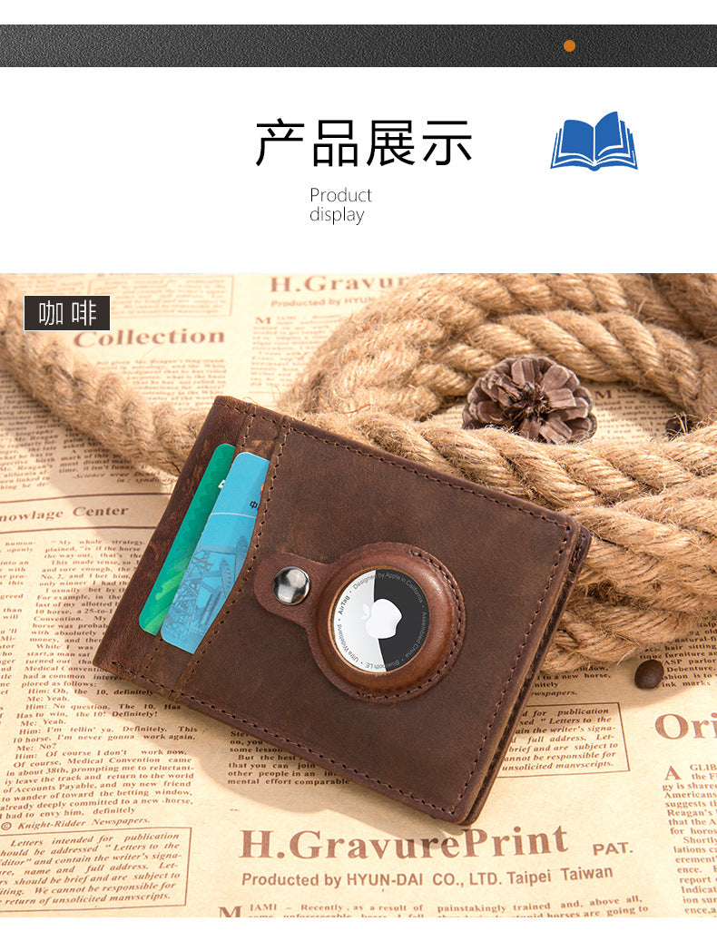 Men's wallet cowhide genuine leather retro business card holder card bag for men