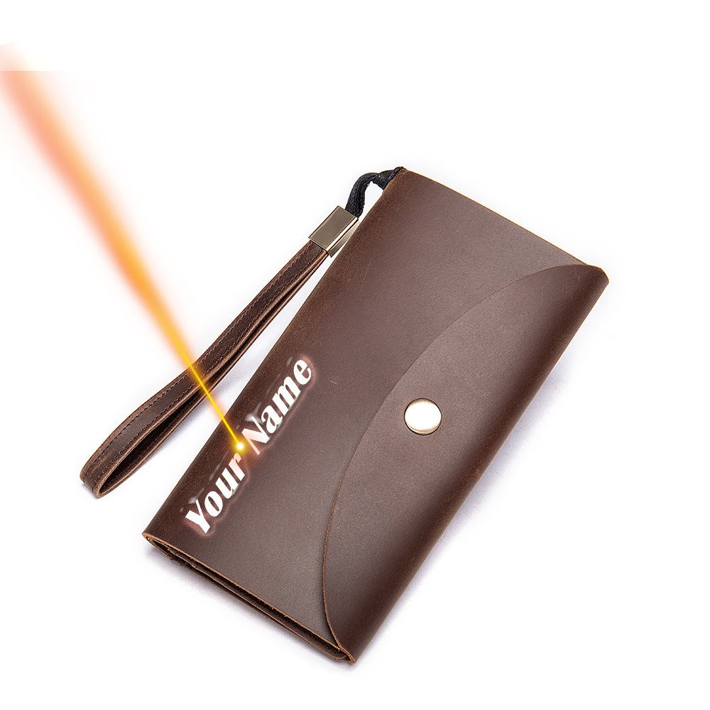 Men's Long Wallet RFID Clutch Bag Crazy Horse Retro Card Holder Men's Wallet Card Bag
