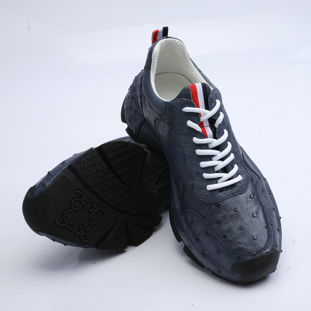 2023 New Ostrich Skin Men's Shoes Genuine Leather Luxury Fashion Casual Sports Shoes