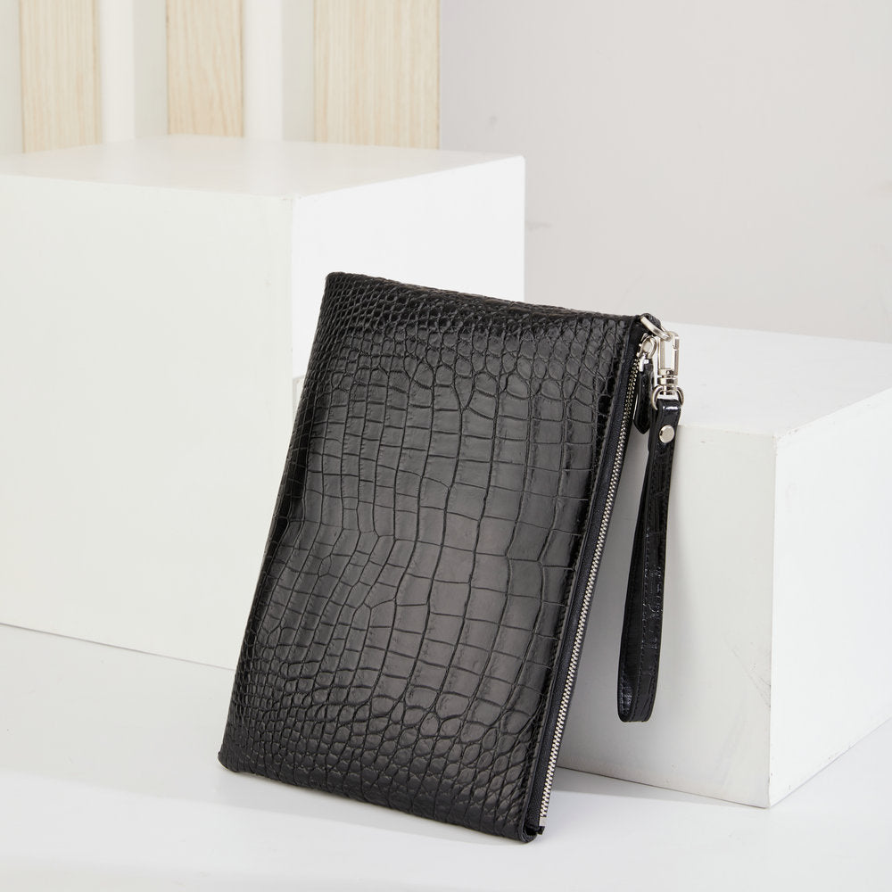 Siamese Crocodile Skin Men's Bag Genuine Leather Business Casual Handbag