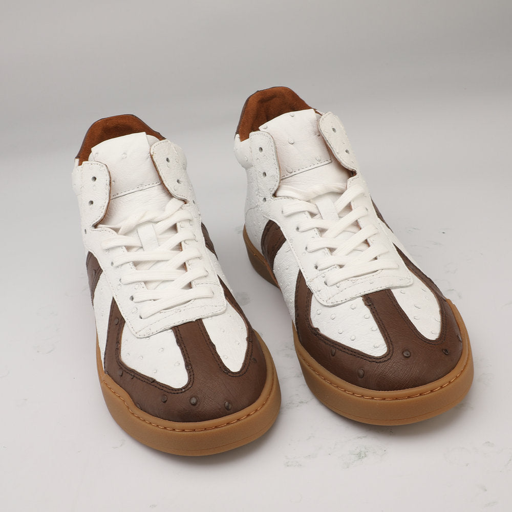 Ostrich skin genuine leather men's shoes fashion casual short boots
