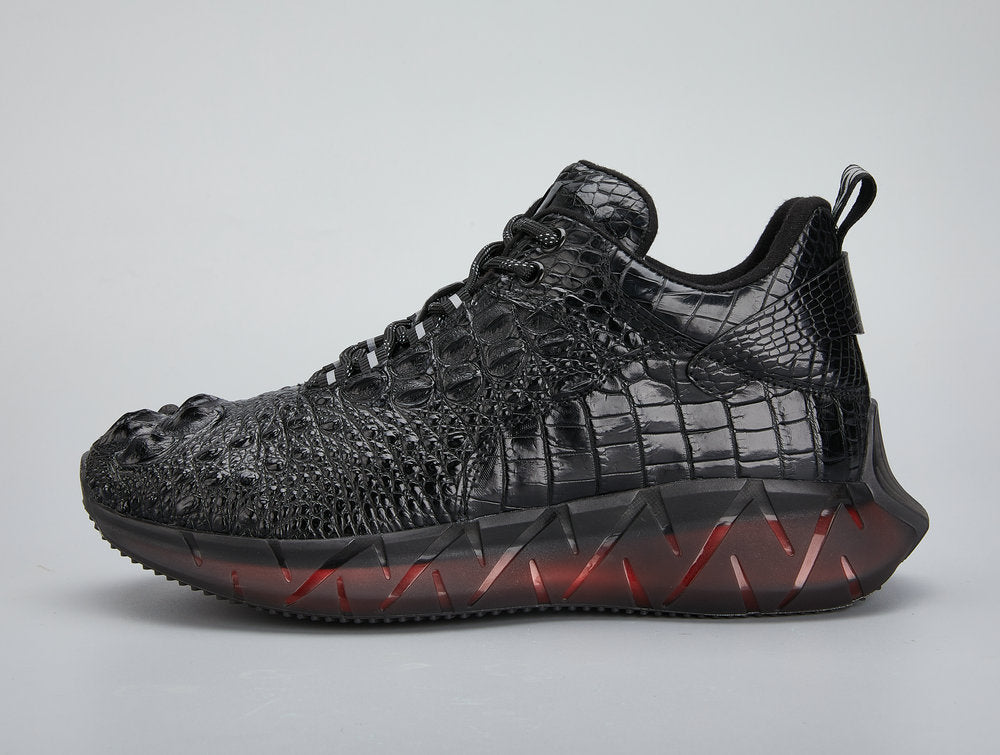2023 New Crocodile Skin Men's Shoes Genuine Leather Platform Men's Shoes Fashion Sports Casual Shoes